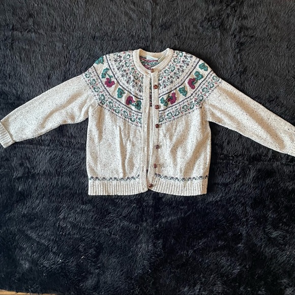 90s Y2K granny chic cottage core Northern Reflections fair isle cardigan Pansy - Picture 11 of 14